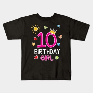 Kids 10th Birthday Girl Crown Princess Kids T-Shirt
